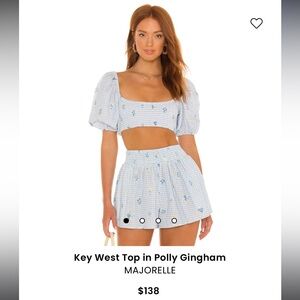 Majorelle Key West top in blue Polly gingham. Sold on revolve in a size xs